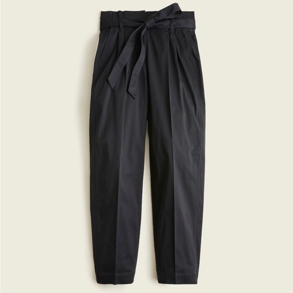 NWT J. Crew Tie-waist tapered lightweight chino pant Size 4 Black